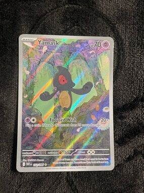 Pokemon Yamask Holographic Card - Black, Gold, Purple, Green